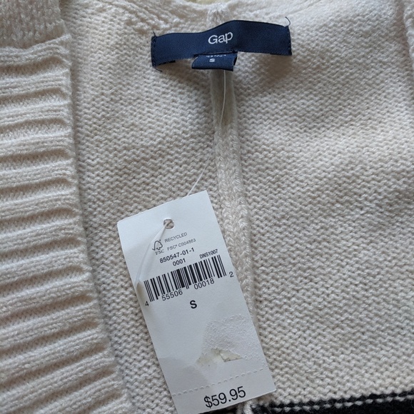 NWT Gap Wool blend black white sweater size S - Picture 7 of 8